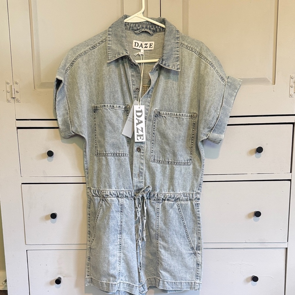 DAZE Light Wash Denim Romper